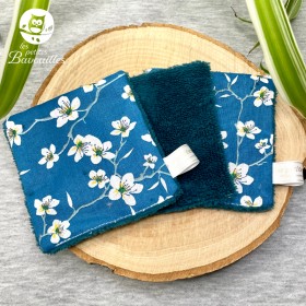 Coton lavable fleur bleue