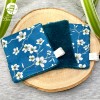 Coton réutilisable lavable tout doux fait main fleur bleue