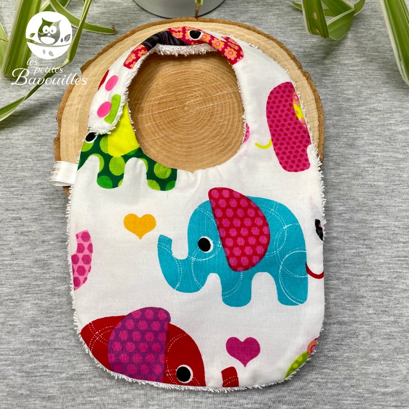 Bavoir naissance - 2ans Elephant rose