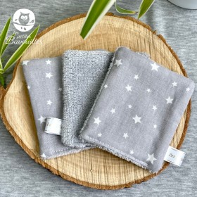 Coton réutilisable lavable tout doux fait main étoile grise